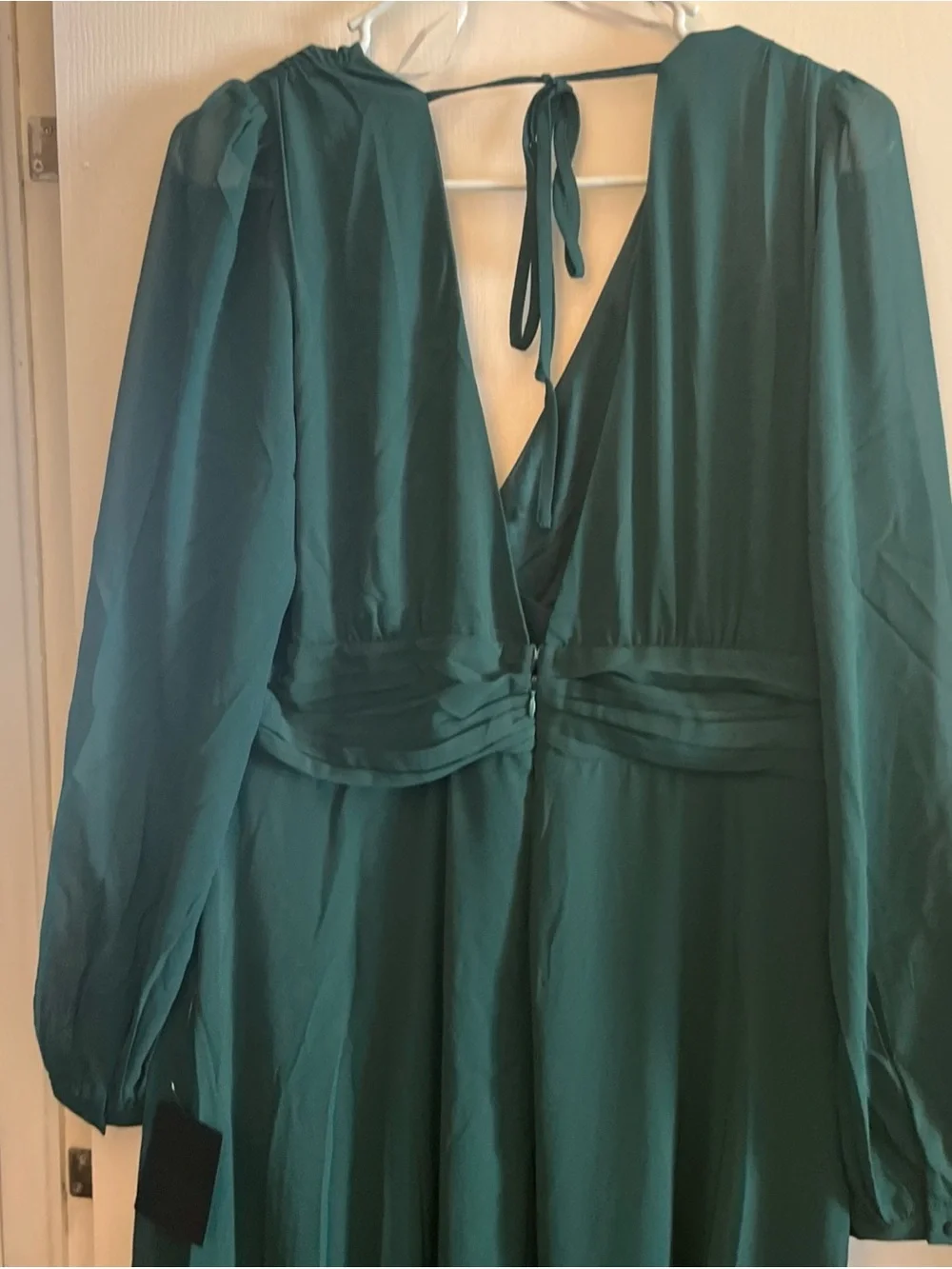 Lulu's Teal Green Long Sleeve V-Neck Maxi Dress